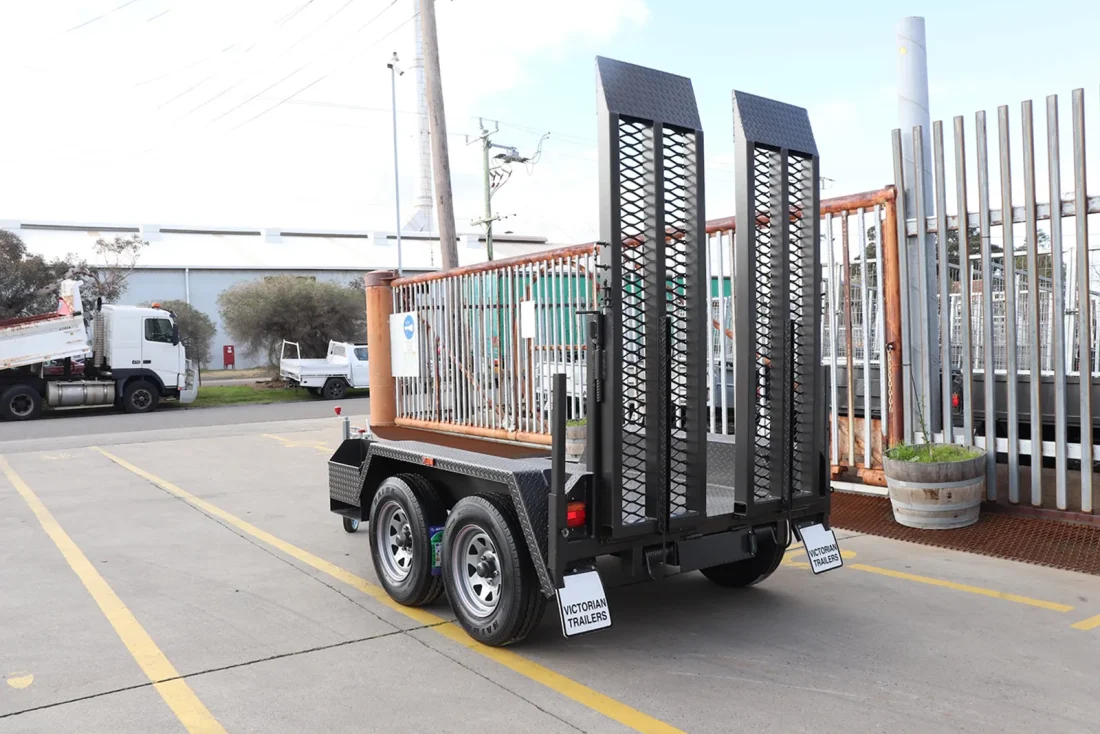 7×4 Scissor Lift Plant Trailer, 2× Drop Down Ramps