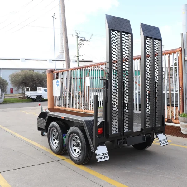 7×4 Scissor Lift Plant Trailer, 2× Drop Down Ramps